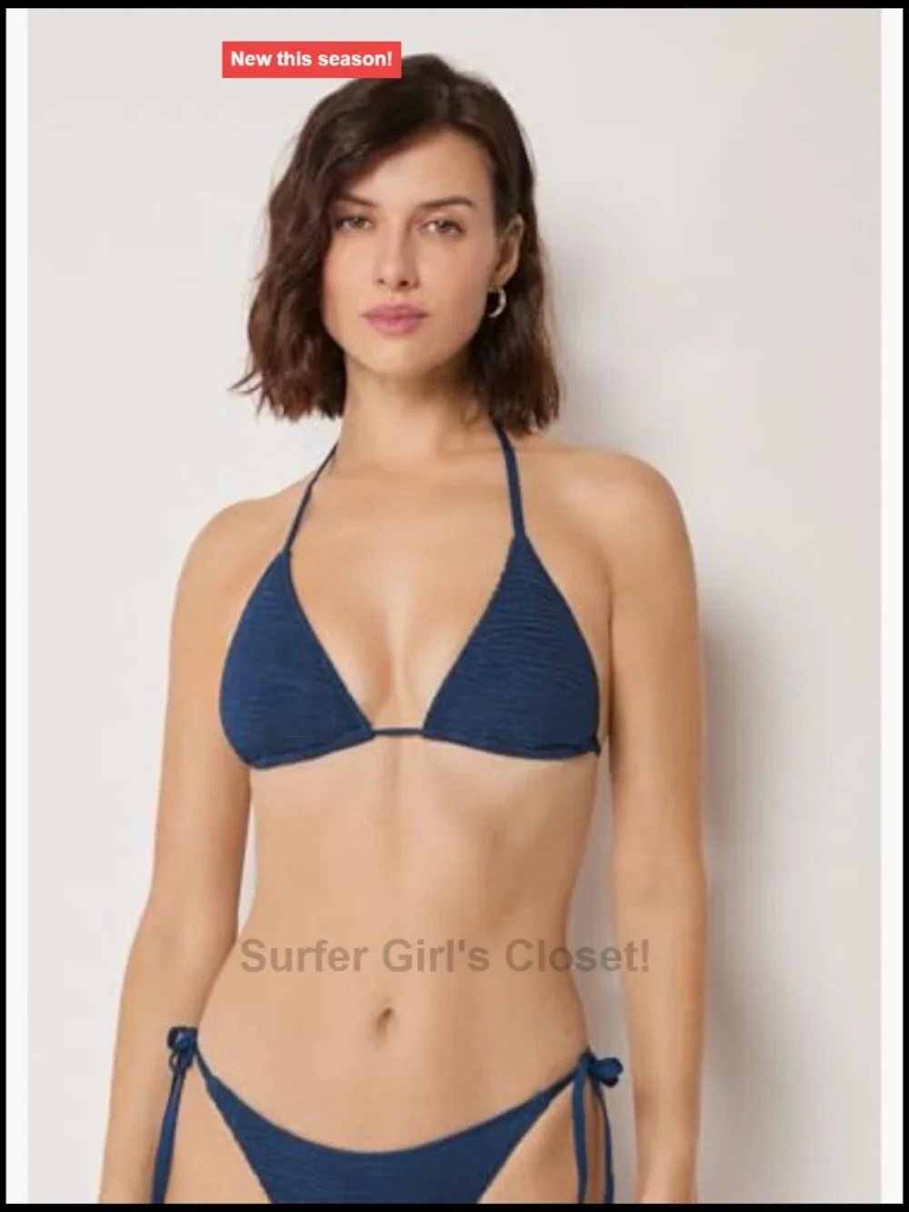Removable Padding Triangle Swimsuit Top Crinkle Waves